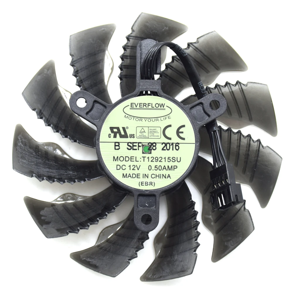 Новый Everflow 88 мм T129215SU DC 12 В 0,50 а 4 контакта штекер EBR сменный вентилятор охлаждения для видеокарты Gigabyte GTX960 970