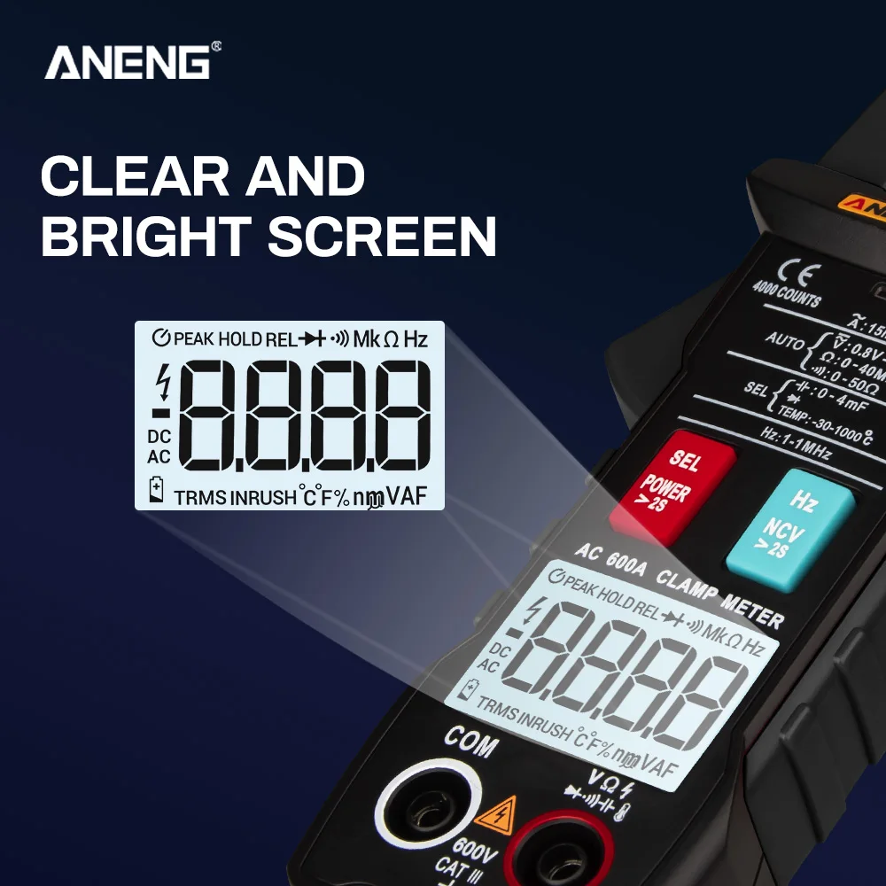 Цифровой мультиметр Амперметр True RMS 4000 отсчетов|Токоизмерительные клещи| |