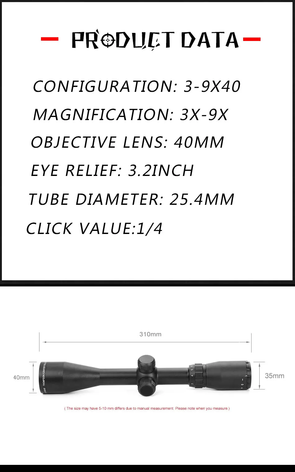 LUGER 3-9x40 охотничьи прицелы пневматическая винтовка уличная Сетка прицел Mil точка арбалет стрельба тактический оптический прицел