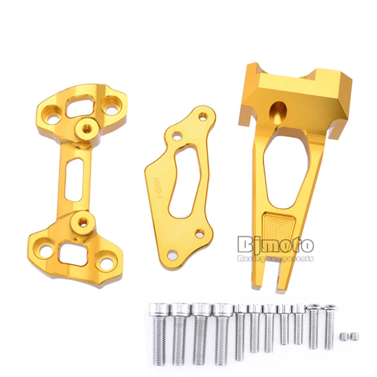 Mounting Kits Gold ЧПУ мотоциклетные демпфер стабилизатор амортизатор комплекты для Yamaha MT09 MT-09 Street Rally FZ09 - Цвет: Mounting Kits Gold