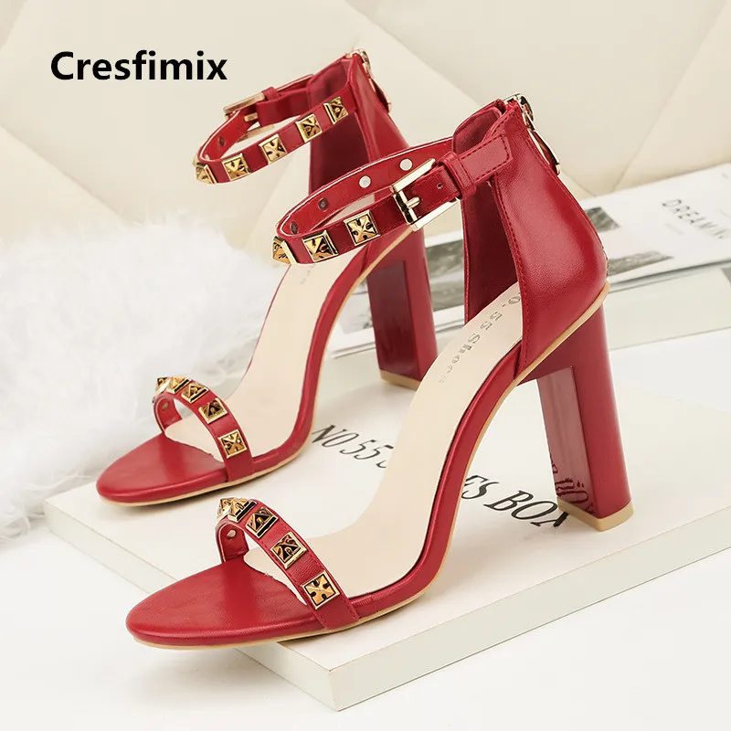 Cresfimix sandalias de mujer Женские модные удобные босоножки на высоком каблуке 9 см с