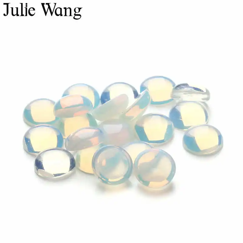 Julie Wang 10 шт. 4 18 мм белый опал кабошон мужские сделанные на плоской подошве камея