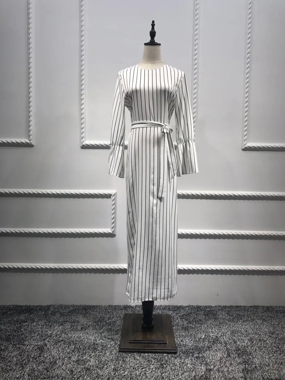 Модное мусульманское платье в полоску размера плюс турецкое Дубае Abaya Арабская
