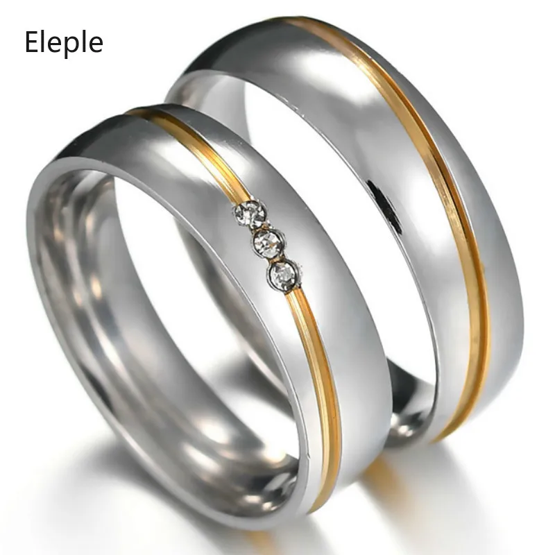 Простые Кольца Eleple из нержавеющей стали для влюбленных тонкие микро циркониевые