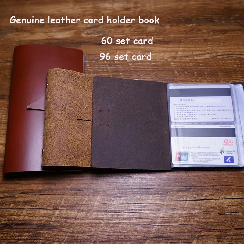 Handmade card holder case business genuine leather 96 card holder case free engrave name on leather package cried card case