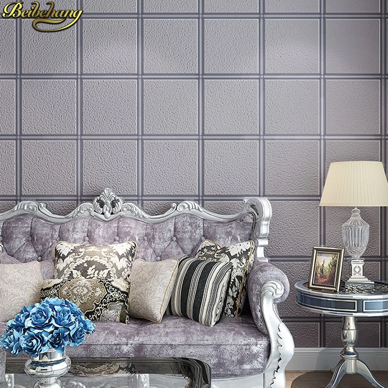 beibehang European luxury striped TV background wall simple modern living room bedroom square Ceiling paper decoration home |