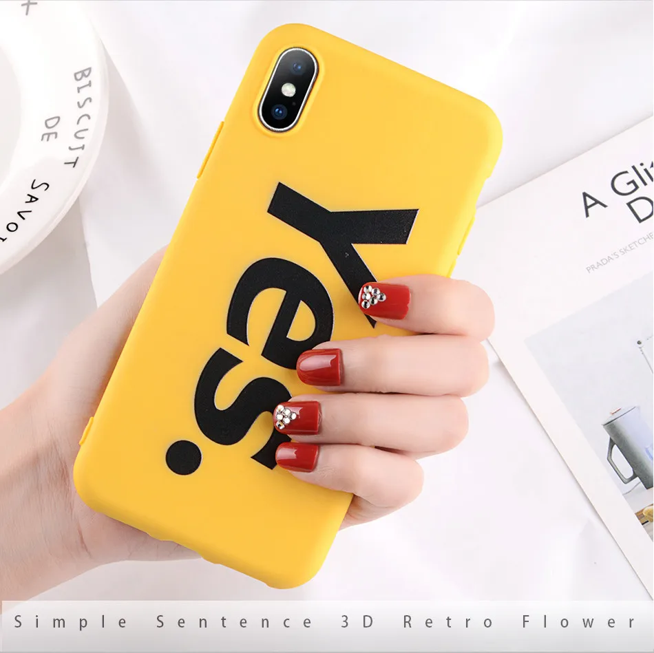 Чехол для телефона KJOEW для iPhone 11 Pro Max 6 6S 7 8 Plus X XR XS MAX Милая мультяшная борода да буква Желтая Мягкая ТПУ задняя крышка Couqe