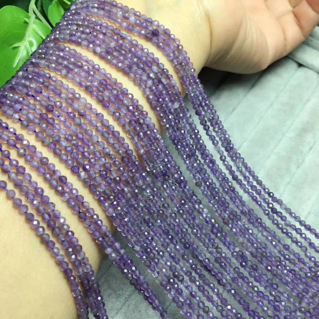 amethyst 2strand ICNWAY Драгоценный Камень делая ювелирные изделия 2-4 мм Лабрадорит Гранат Круглые граненые натуральные свободные бусины DIY браслет ожерелье 15 дюймов - Цвет: amethyst 2strand