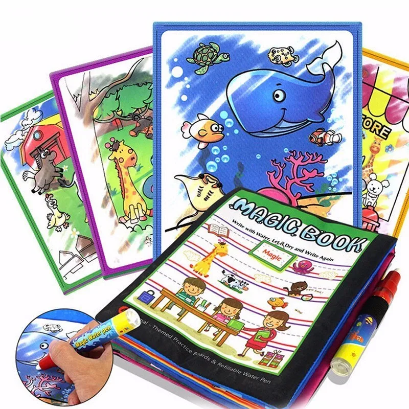 2018 New Kids Magic Water Drawing Book With Pen Animal Coloring Painting Cloth Doodle | Игрушки и хобби