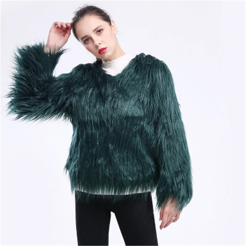 new autumn winter women's large size fur coat loose faux Fur Coats warm fake fur Outerwear female fur jackrts J910