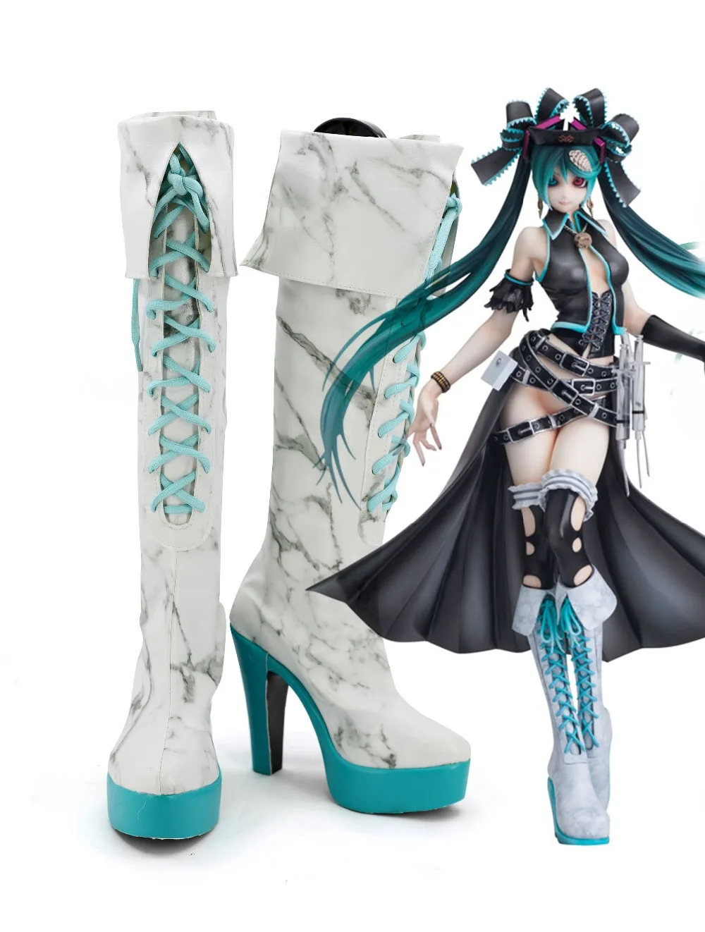 Shiie miku vocaloid; карнавальный костюм Karune; праздничное платье в стиле панк; обувь принцессы в стиле Лолиты на Хэллоуин и Рождество; обувь в стиле панк