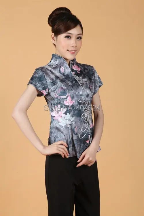 Оптовая продажа топ с чонсам винтажная модная женская летняя рубашка рисунком