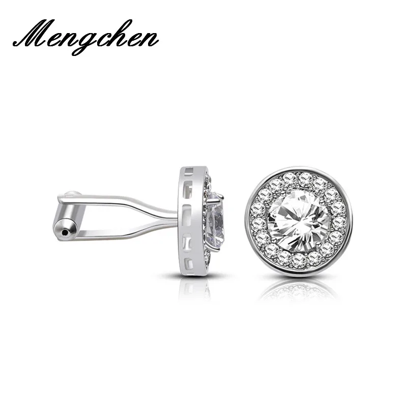 

2019New мужские круглые медные запонки, свадебные ювелирные изделия, модные классические ретро роскошные запонки со стразами, подарки