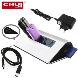 CHYI usb-хаб Разветвитель USB 3,0 концентратор Мульти USB 3,0 4 Порты Мощность адаптер SDTF высокого Скорость кард-ридер несколько расширитель с переключателем