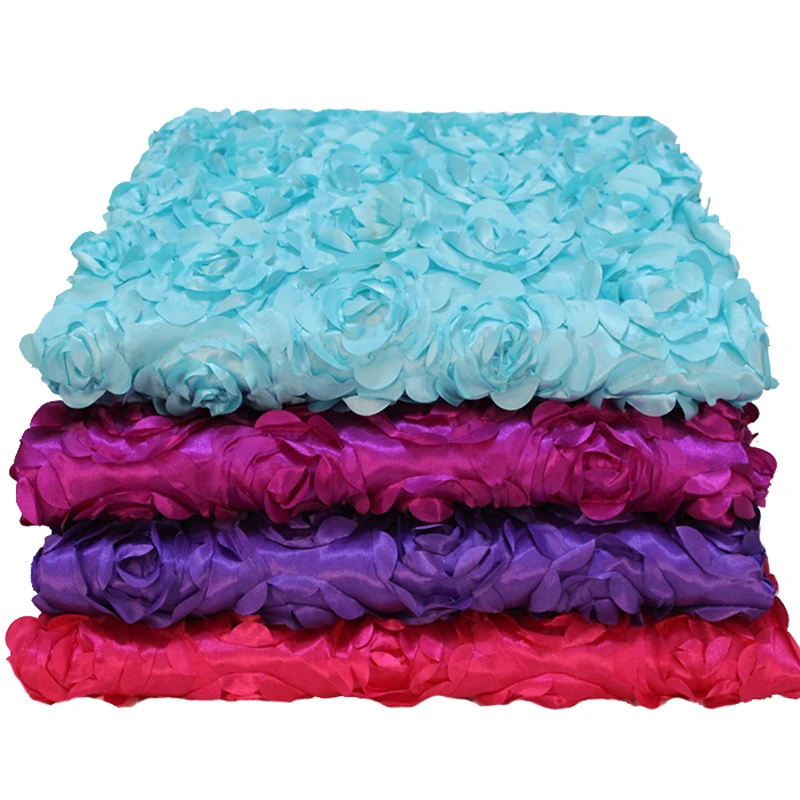 Новинка 140 см ширина атласная ткань 3D цветок розы для прохода свадьбы ковер