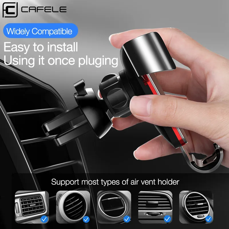 cafele gravity car phone holder air vent monut stand holder for phone in car support for iphone 12 11 pro accessory car interior free global shipping