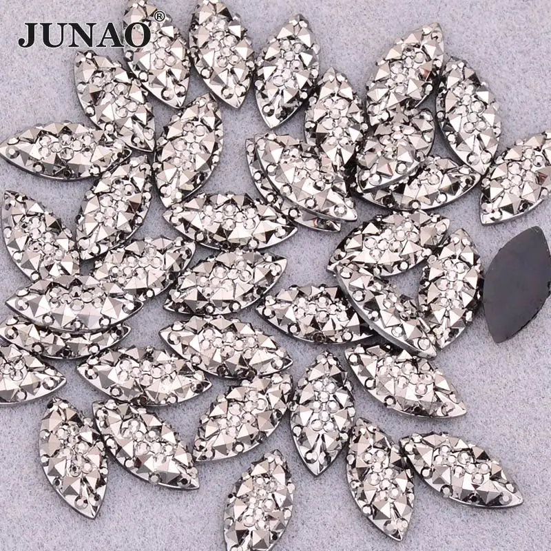 JUNAO 7*15 мм пистолет черный цвет смоляные искусственные бриллианты с плоской
