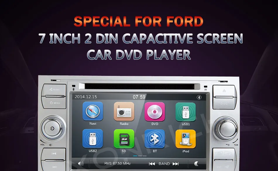 2 din Автомобильный радио мультимедиа для Ford Focus 2 3 mk2 Mondeo 4 Kuga Fiesta Transit подключения S-MAXC-MAX стерео аудио gps навигация