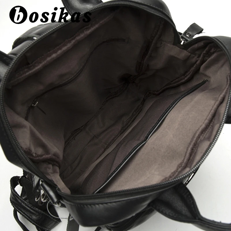 BOSIKAS мужской рюкзак кожаный школьный мужская Натуральная воловья деловая сумка