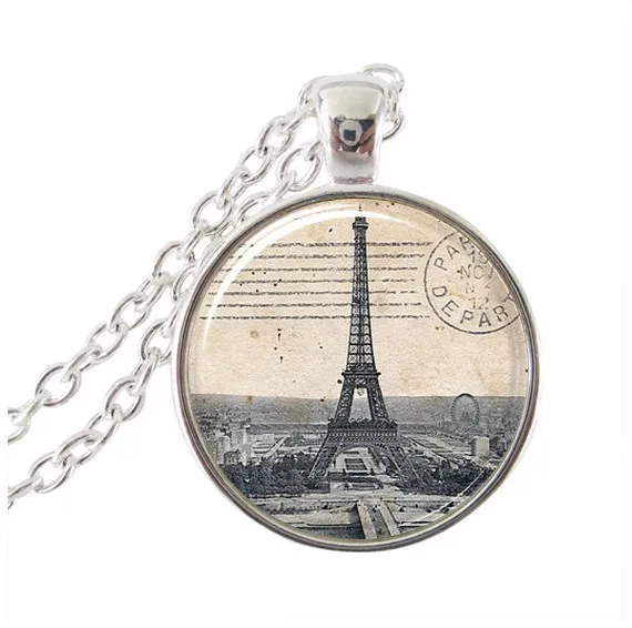 2017 Горячая продажа колье ожерелье Цветочный Рисунок Эйфелева башня Подвески