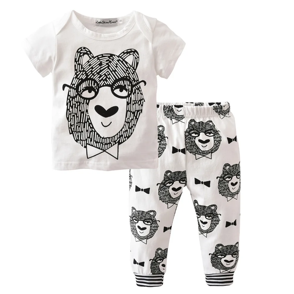 2 шт. хлопковые комплекты одежды для маленьких мальчиков и девочек с коротким