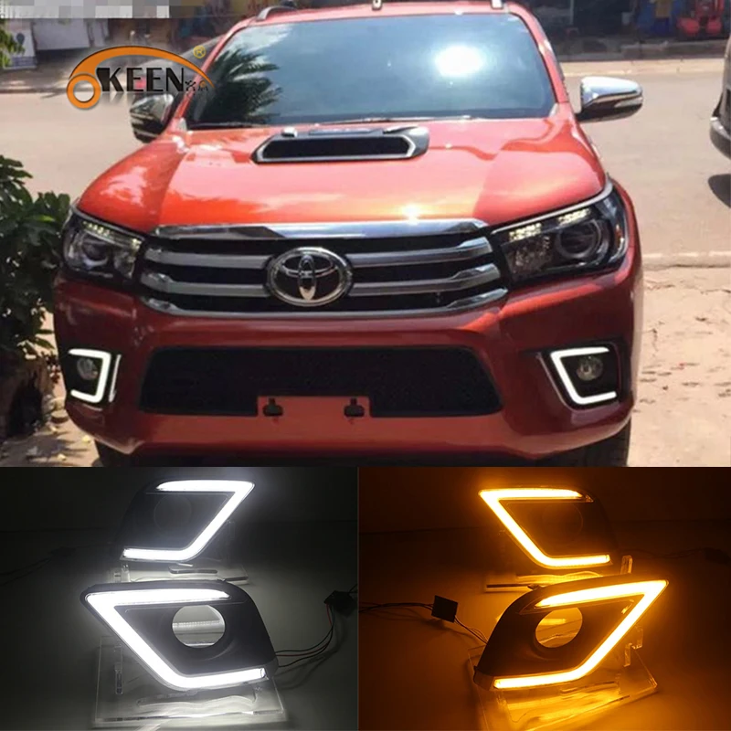 Автомобильные светодиодсветодиодный дневные ходовые огни OKEEN 2 шт. для Toyota Hilux Revo