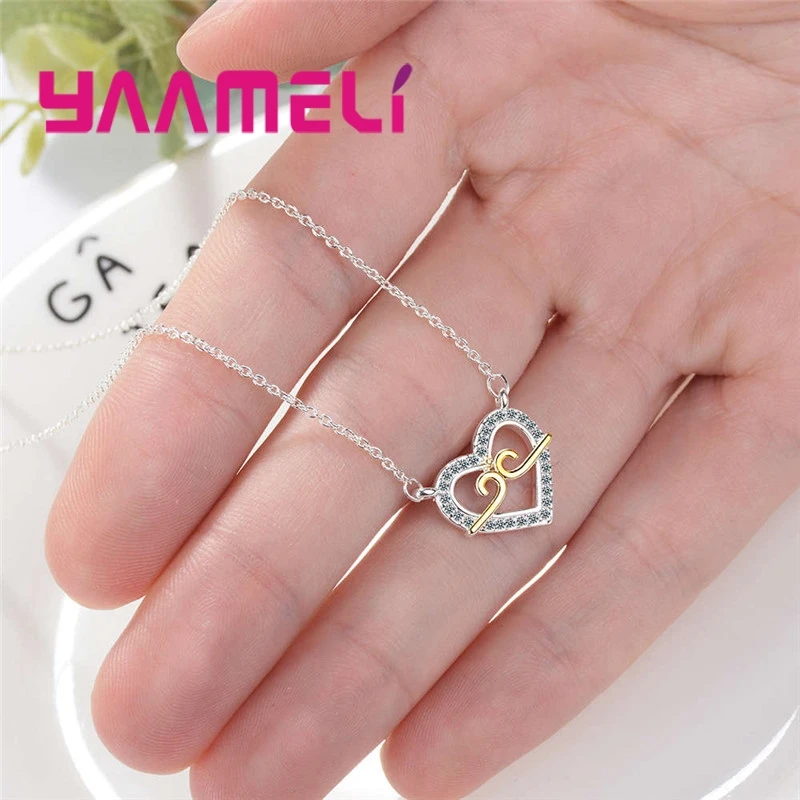 Женское колье из серебра 925 пробы с подвеской в форме сердца | Украшения и