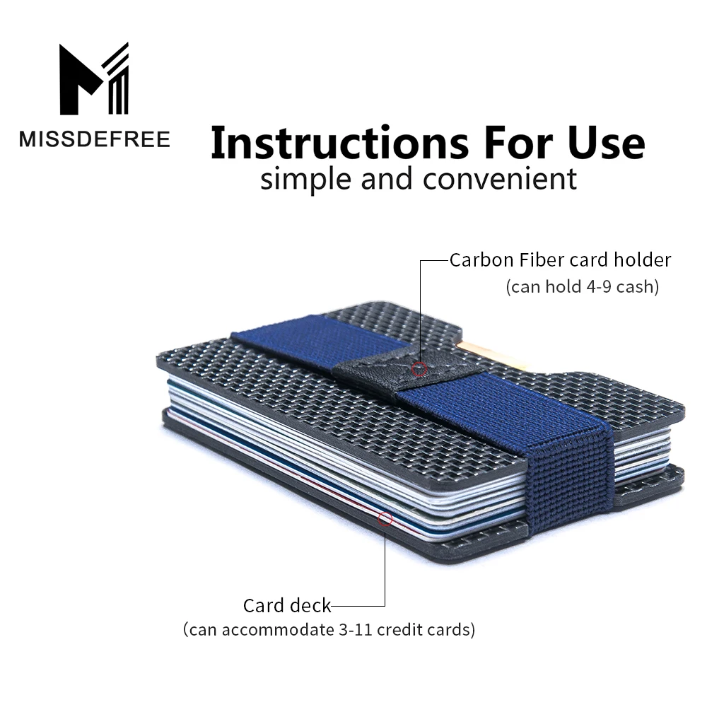 Две пластины из углеродного волокна зажим для карт бандаж передний карман тонкий