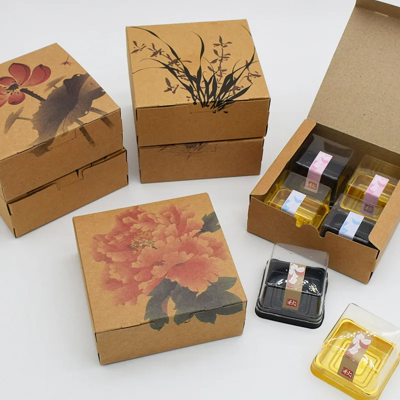 60 X Classic Chinese Ink And Wash Painting 4pcs 50g Mooncake Box Wedding Gift Party Favor Decorative Boxes Wholesale | Дом и сад