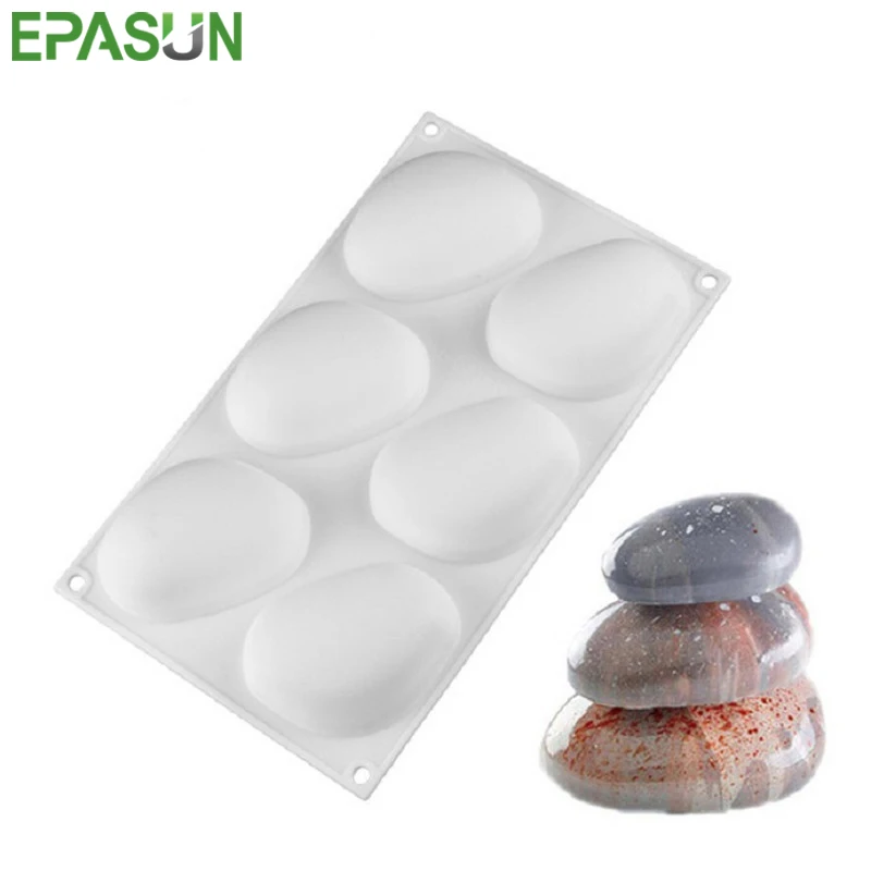 

Silicone Mousse Mold Form 3D 6 Hole Stone Cake Baking Soap Fondant Bakeware Pan French Dessert Decoratig Muffin Brownie Tool