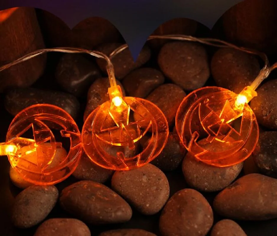 10 LED Pumpkin Lantern Fairy String Lights Halloween Decor Battery Powered | Освещение