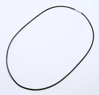 

Rubber Necklace Makings, with Brass Findings, Black, 19