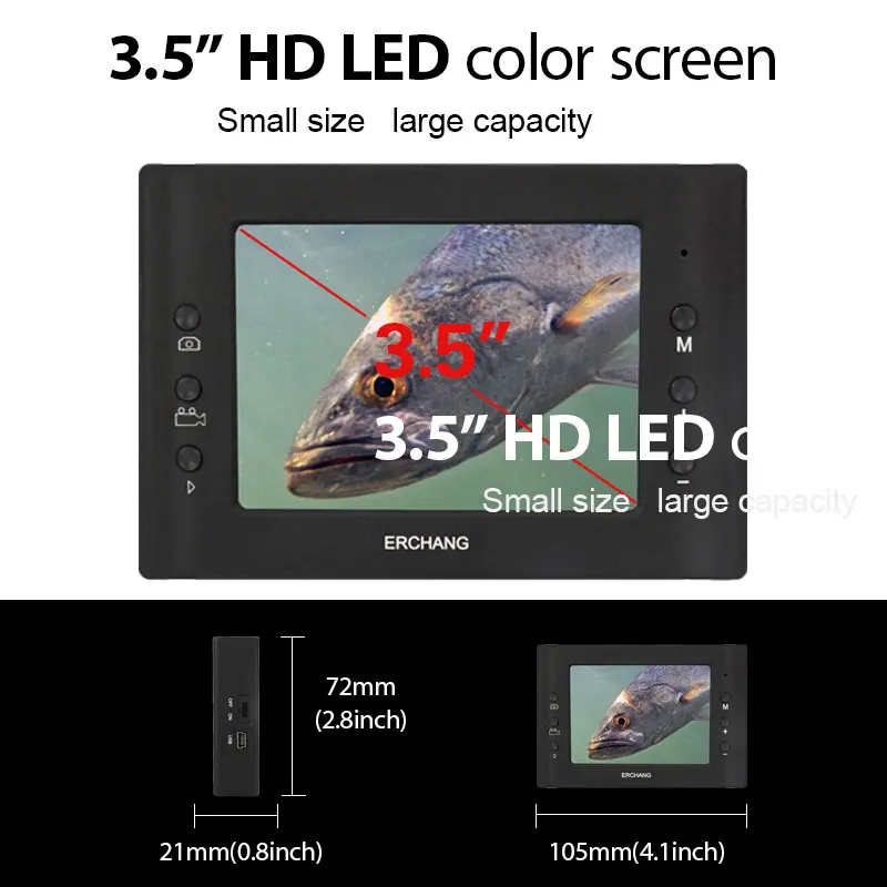 Erchang 15 м кабель камера рыболокатор инфракрасный светодиодный 3," монитор HD 1000TVL подводная камера для подледной рыбалки на английском и русском языках