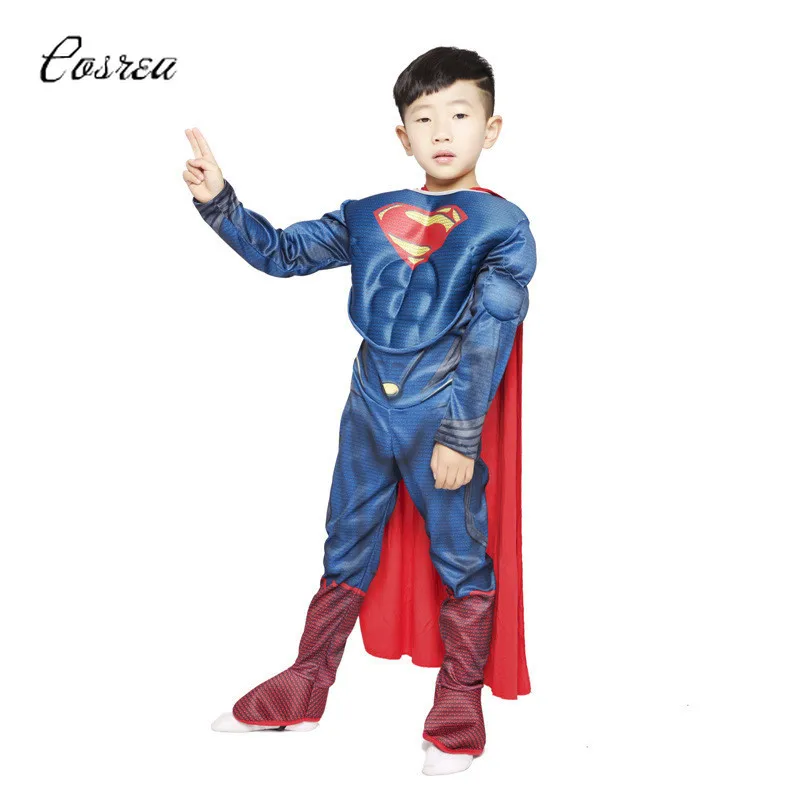 Костюм для косплея детское боди Супермен комбинезон из спандекса с накидкой в