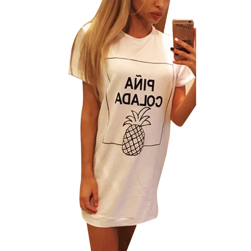 ПИНА КОЛАДА Отпечатано Женщины Лето Dress 2017 Ананас С Коротким Рукавом Женский Bodycon
