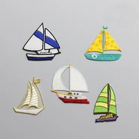 1pc boat embroidered patches for clothing iron on embroidery stickers backpack clothing applique decoration carton badge snake