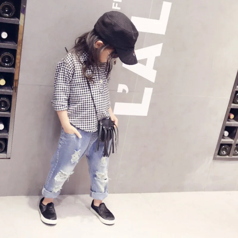 2020 новые стильные детские джинсы брюки для мальчиков и девочек осенние модные