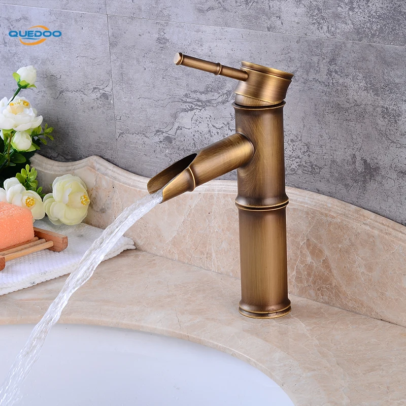 Твердый латунный бамбуковый сосуд старинный с одним отверстием бронзовый кран в