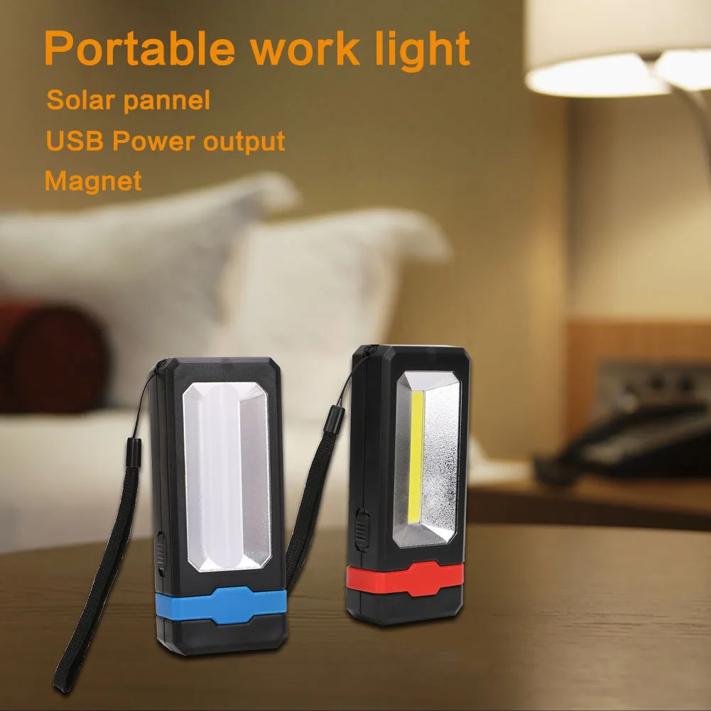 USB Перезаряжаемый светодиодный фонарик на солнечных батареях магнитный стенд