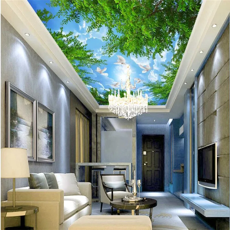 beibehang Custom Photo Wallpaper Modern clouds green Wall Paper Bedroom Hotel Restaurant Ceiling Backdrop Murals | Обустройство дома