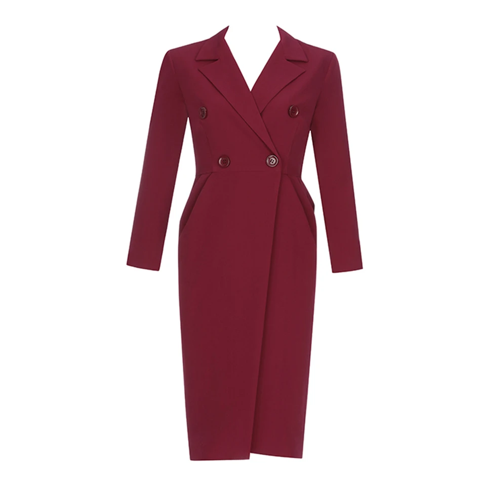 Женское платье с длинным рукавом Seamyla Повседневное винно-Красного цвета для