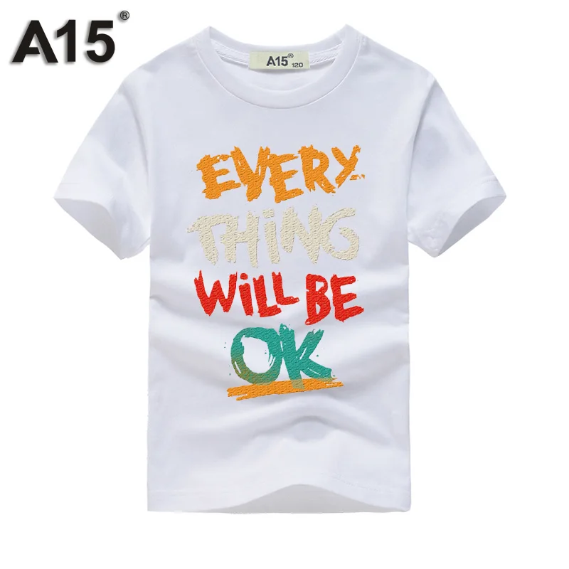 T0045White A15 летняя футболка для девочек, детская одежда футболка для мальчиков Забавные футболки с короткими рукавами детские хлопковые модные футболки, 8, 10, 12, 14 лет - Цвет: T0045White
