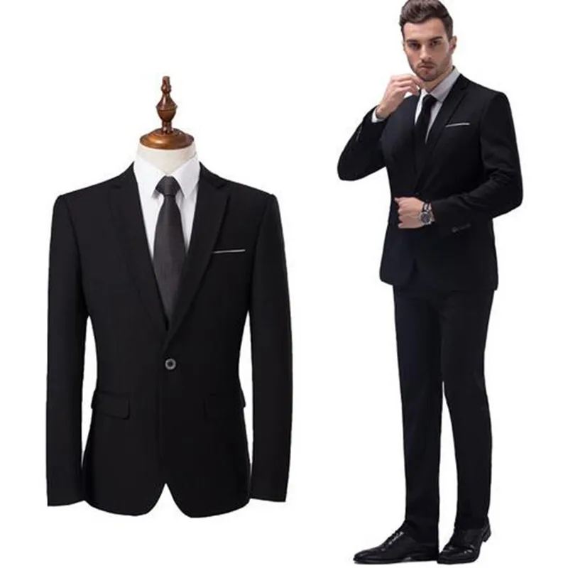 

Two Pieces Men's Business Suit Custom Made Cheap Wedding Tuxedos Men Formal Prom Party Wear Groom Suits (Jackets+Pants)