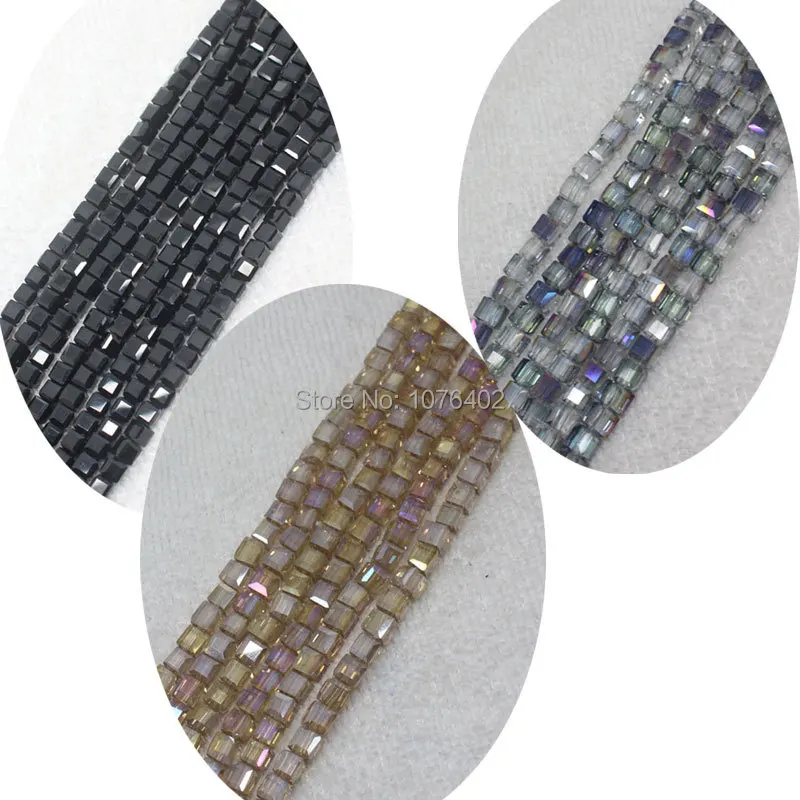 Мини. Заказ 7 $! 5 мм черные золотые стеклянные Квадратные Свободные бусины 99 шт |