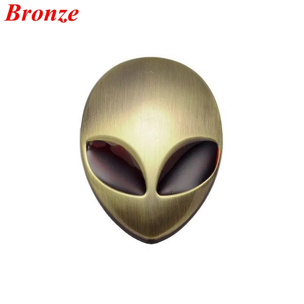 bronze Полностью металлическая 3D наклейка Alienware, голова инопланетянина, авто Логотип, виниловый значок, автомобильные наклейки, графическая, высокое качество, автомобильный стиль - Название цвета: bronze