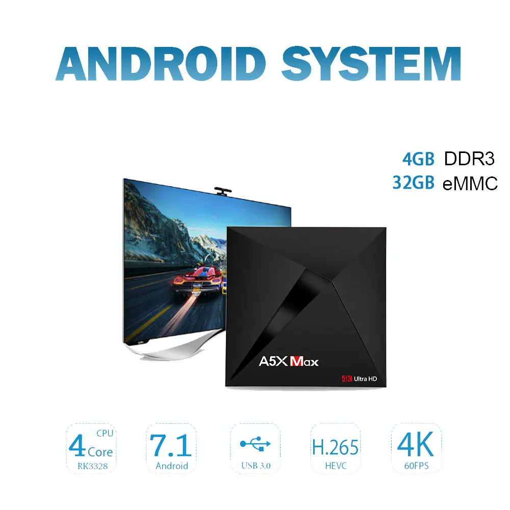 A5X MAX tv Box RK3328 2 4 GHz WiFi 4K Smart Android 9 0 4G ram 32G rom BT OTT BOX медиаплеер PK A95X R2 TX3|ТВ-приставки и