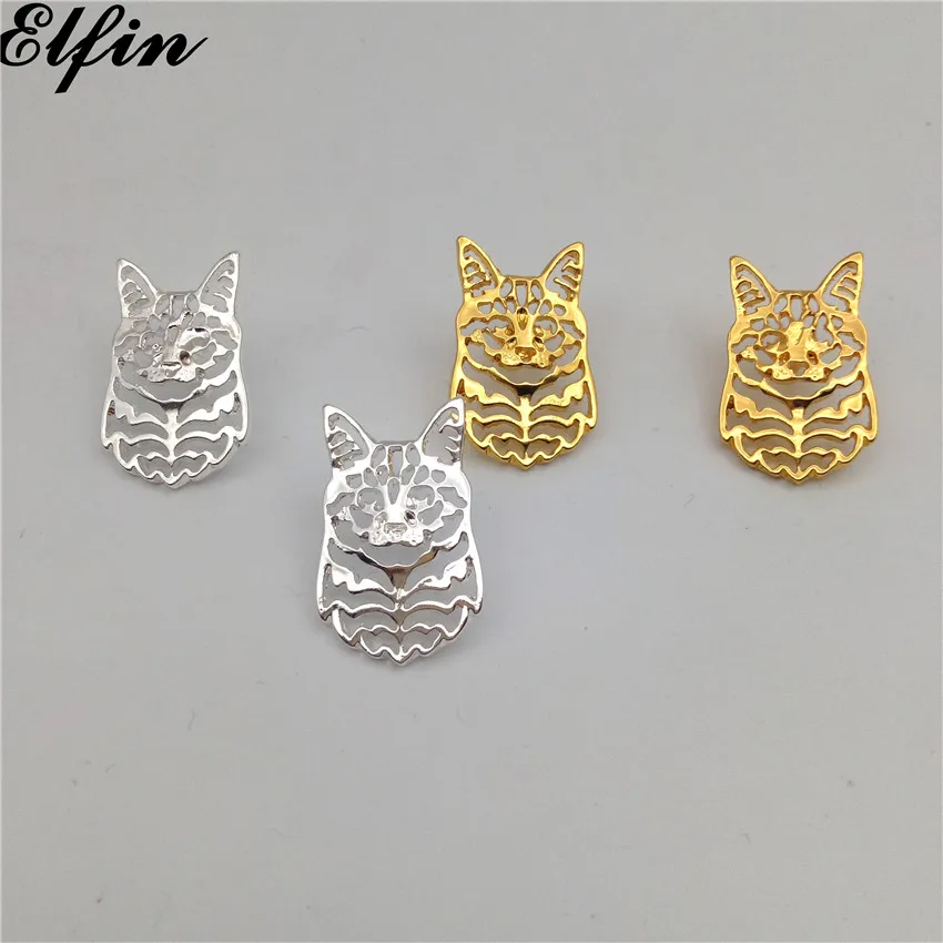 Elfin милые кошки мейн кун Броши золотого цвета серебряный цвет броши ювелирные