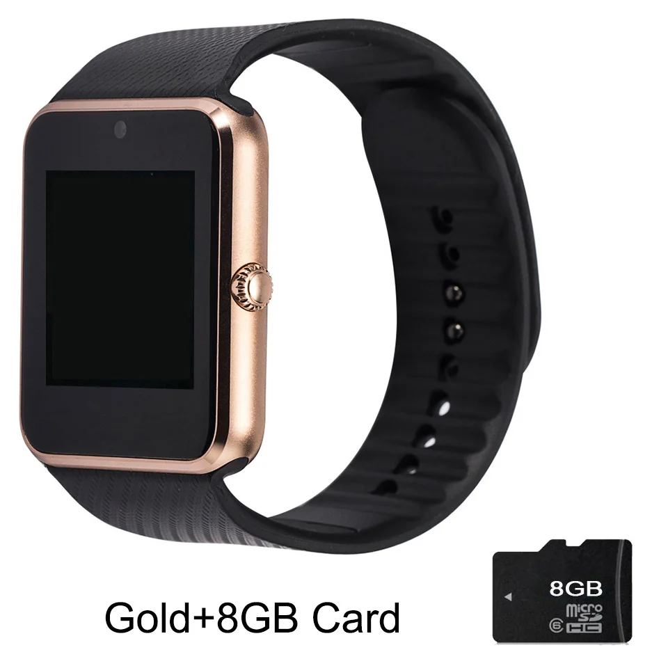 GT08 Bluetooth Смарт-часы браслет SIM TF карта телефон MP3 Smartwatch для Apple iOS Android SMS/напоминание о звонках фитнес-камера - Цвет: GoldxCard