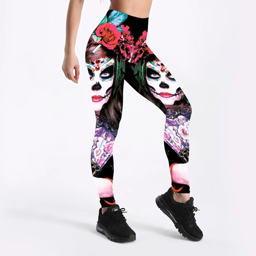 XAXBXC 3970 Halloween rose clown Prints Fitness Workout Push Up Women Leggings Slim Sexy Female Pencil Pants Plus Size | Женская одежда