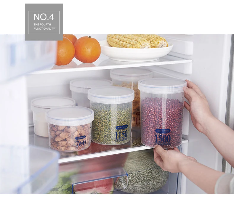 Контейнер для хранения продуктов, кухонный пластиковый ящик для хранения, контейнеры с крышкой, герметичные банки, большая емкость, круглый горшок, посуда для хранения, H1189